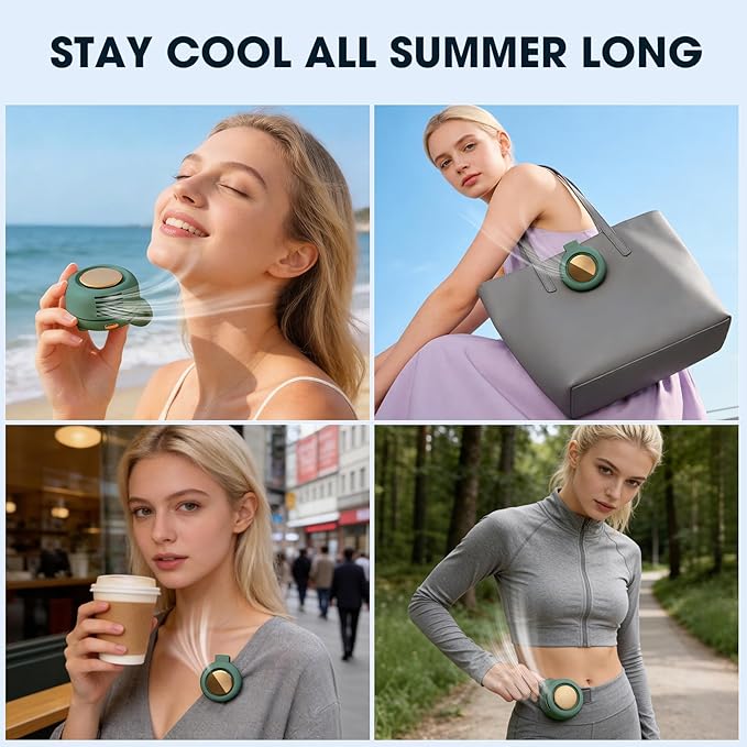 Portable Clip-On Bladeless Fan, Mini USB Rechargeable 360° Rotatable Fan, 3-Speed Silent Personal Cooling Fan for Outdoor Travel Office
