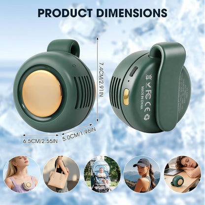 Portable Clip-On Bladeless Fan, Mini USB Rechargeable 360° Rotatable Fan, 3-Speed Silent Personal Cooling Fan for Outdoor Travel Office