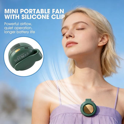 Portable Clip-On Bladeless Fan, Mini USB Rechargeable 360° Rotatable Fan, 3-Speed Silent Personal Cooling Fan for Outdoor Travel Office