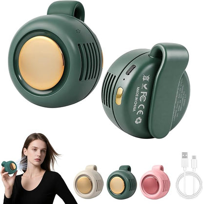 Portable Clip-On Bladeless Fan, Mini USB Rechargeable 360° Rotatable Fan, 3-Speed Silent Personal Cooling Fan for Outdoor Travel Office
