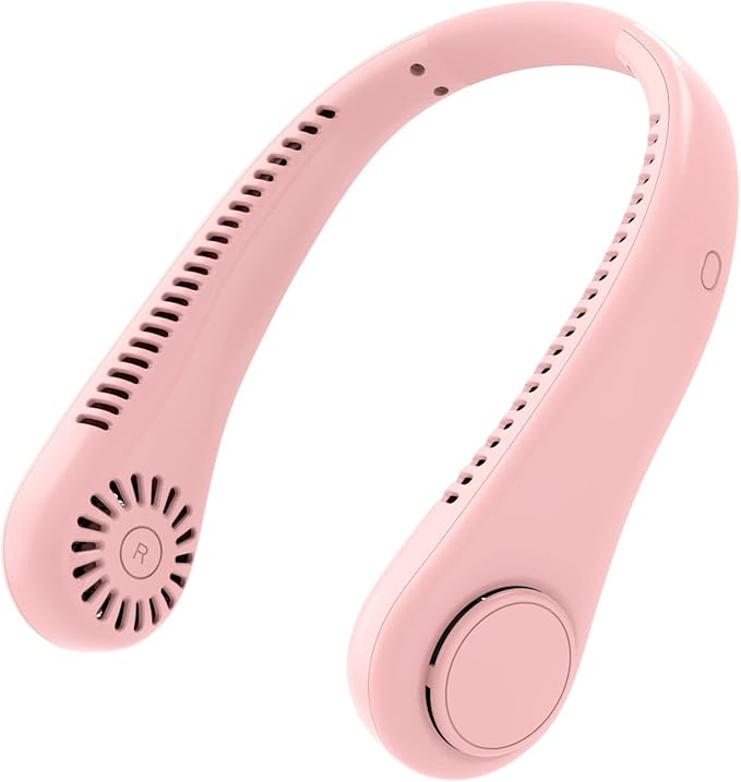Vaneless hanging neck fan, wearable cooling fan with 360 ° air outlet, portable hanging neck fan, rechargeable personal cooling fan, suitable for three wind speeds of hot and humid weather