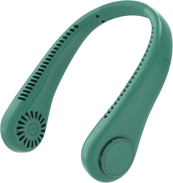 Vaneless hanging neck fan, wearable cooling fan with 360 ° air outlet, portable hanging neck fan, rechargeable personal cooling fan, suitable for three wind speeds of hot and humid weather