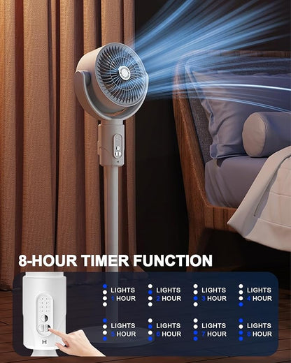 Standing Fan for Home, Air Circulator Fan, 5 Speeds, With Remote Control, Height Adjustable (820mm/600mm/380mm), 8 Timer, White